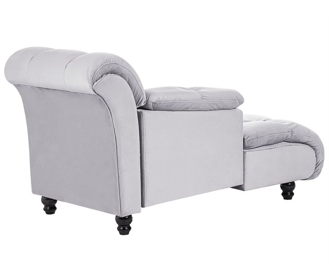 Beliani Chaise longue à direita Veludo LORMONT Cinza Claro