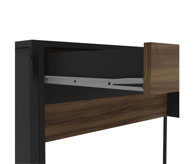 Mesa de escritório Mallorca com 2 gavetas Preto/ Madeira