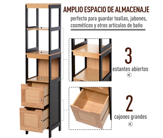 Armário auxiliar MDF, Bamboo kleankin, casa - casa de banho Multicor