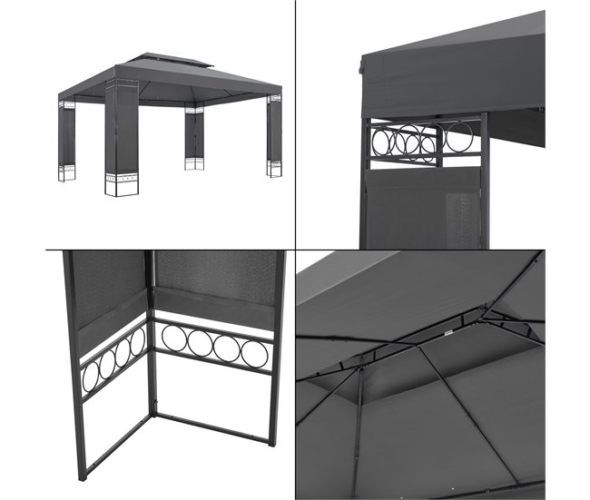 Tenda de receção Lanciano aço poliéster 400x300 Cinza Escuro