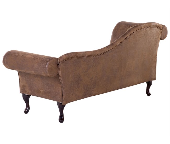 Beliani Chaise longue versão à esquerda Camurça sintética LATTES Castanho Claro