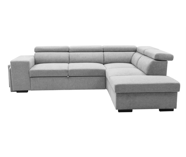 Sofá de canto com cama HOLMES Cinza Claro