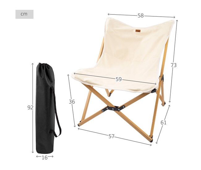 Poltrona glamping dobrável c/ bolsa de transporte Aktive Creme