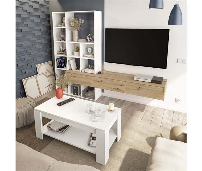 Compacto de TV LIFE 226 cm branco/ carvalho Branco/ Madeira