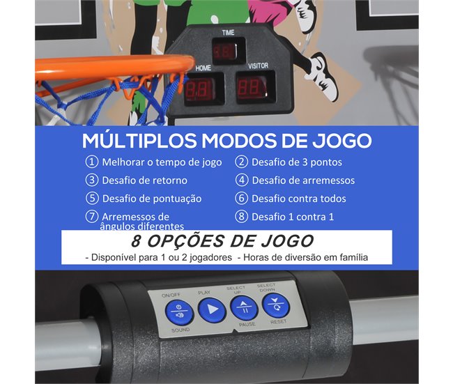 Conjunto Tabelas de Basquetebol Aço, tela Oxford, MDF HOMCOM Multicor