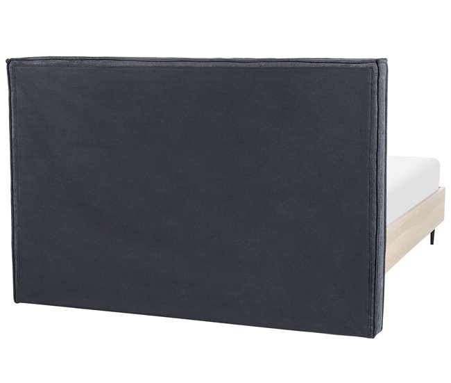 Beliani Cama com estrado Poliéster IZERNORE 167x215 Cinza Escuro