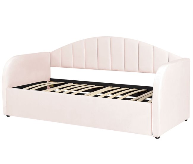 Beliani Cama nido Terciopelo EYBURIE 99x217 Cinza Claro
