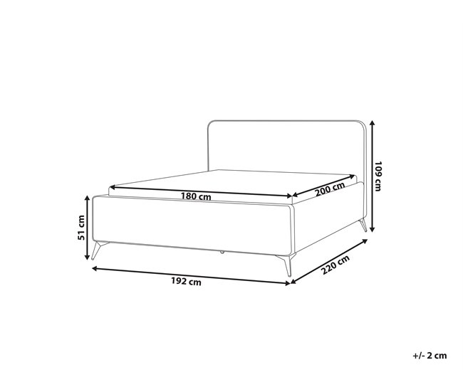Beliani Cama com estrado Poliéster VALOGNES 192x220 Cinza Claro