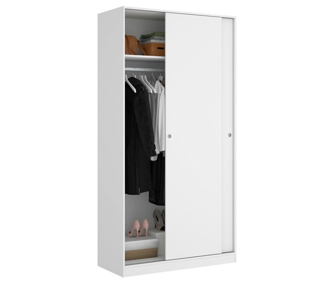 Armário 2 portas com efeito madeira 100 Branco