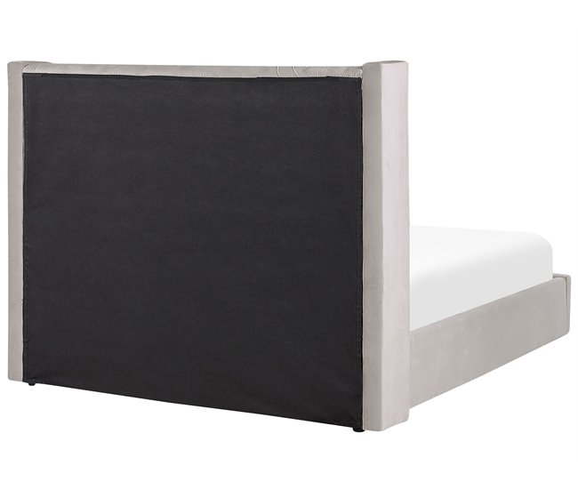Beliani Cama com armazenamento Veludo LUBBON 190x217 Cinza Claro
