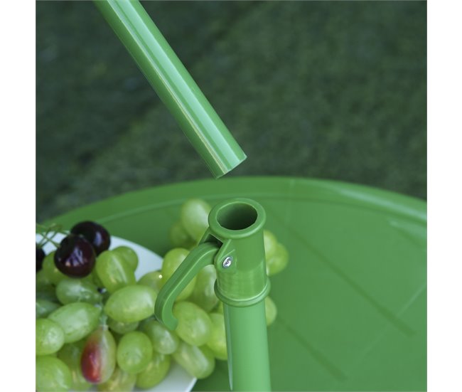 Conjunto Mesa e Cadeiras Exterior Infantil Metal e Poliéster Verde