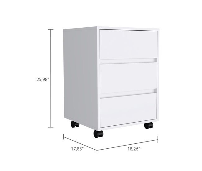Armário de arquivo em melamina Artemide, com gavetas em calha metálica, 65.98 cm X 46.38 cm X 45.28 cm, branco Branco