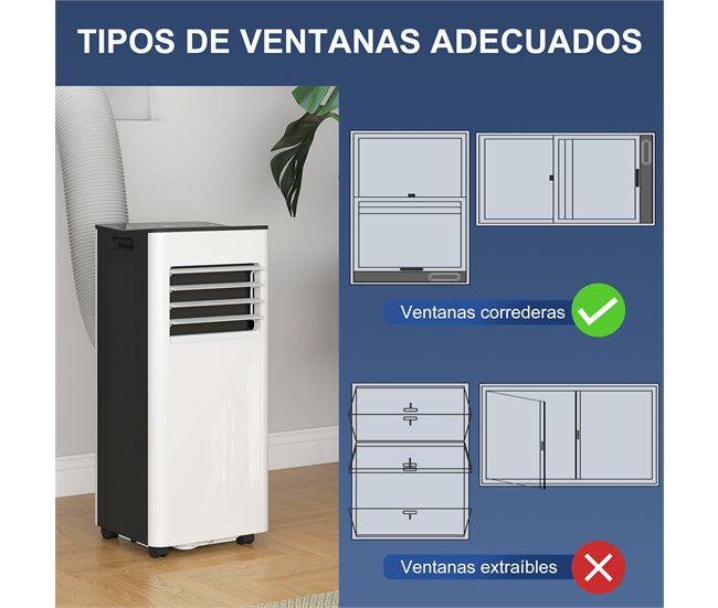 Ar Condicionado Portátil Plástico ABS, Aço e Alumínio HOMCOM Branco