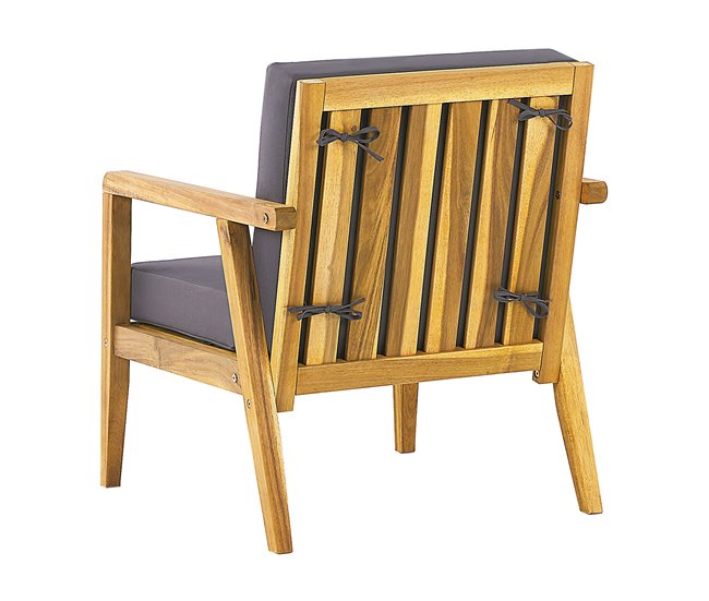 Beliani Conjunto lounge Madeira de acácia PALLANO Cinza Escuro