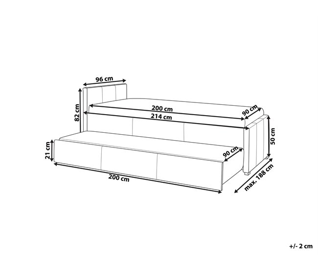 Beliani Cama com estrado Bouclé MARMANDE 86x214 Bege
