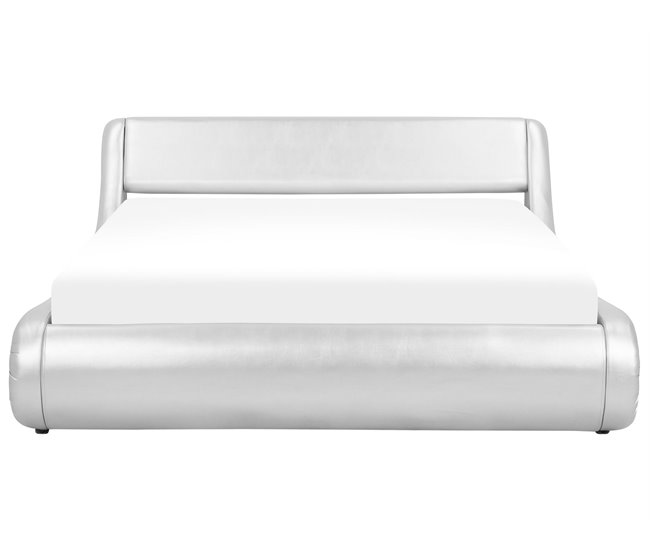 Beliani Cama com estrado Pele sintética AVIGNON 205x221 Cinza