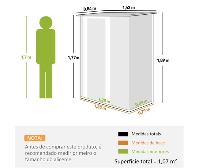 Abrigo de Armazenamento Aço e PP Outsunny Verde