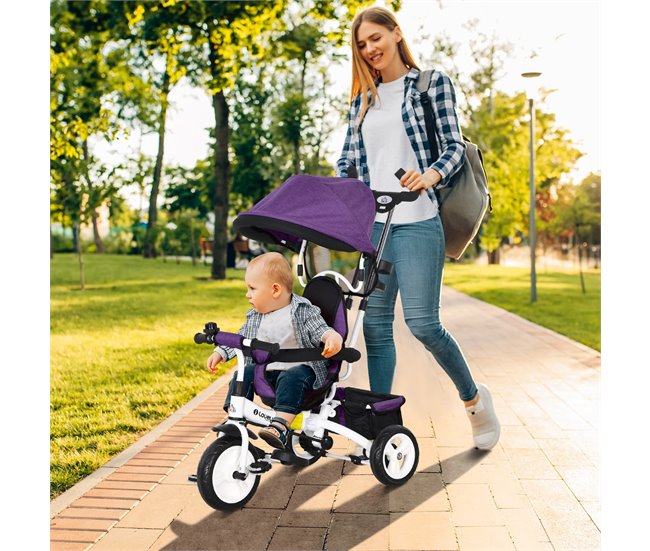 Triciclo Evolutivo para Bebés Poliéster e Metal HOMCOM Roxo