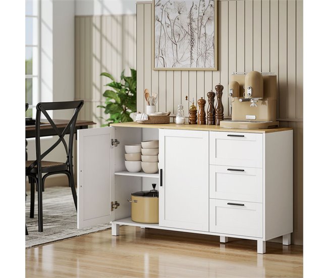 Aparador Melamina de Madeira, MDF HOMCOM Branco