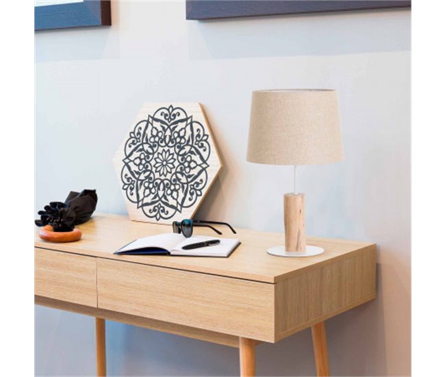 Candeeiro de mesa Pristino O91 Natural/ Branco