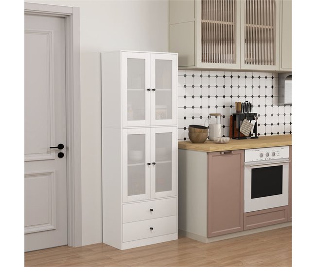 Armário de Cozinha Melamina de Madeira HOMCOM, casa - cozinha Branco