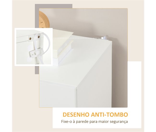 Aparador para Sala de Estar Melamina de Madeira HOMCOM Branco