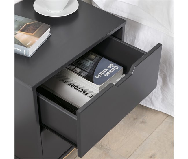  Mesa de cabeceira Miranda com 2 gavetas 43 Antracite