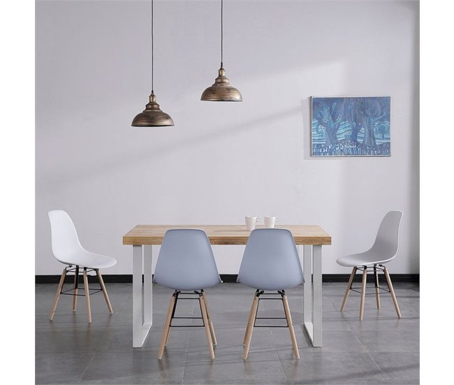  Mesa de jantar Natural 140x80 Branco