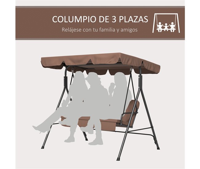 Baloiço de Jardim Tecido de poliéster e aço Outsunny Castanho