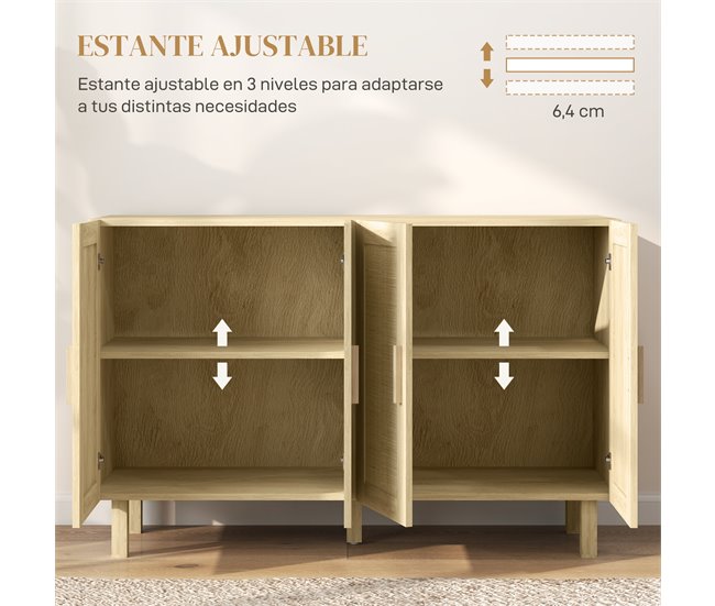 Aparador Melamina de Madeira HOMCOM Castanho