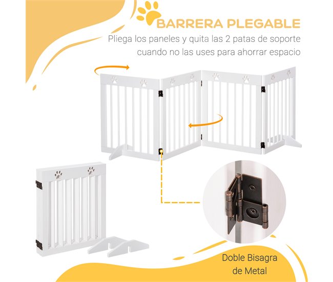 Barreira de Segurança para Cães Madeira de Pinho PawHut Branco
