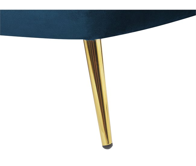 Beliani Chaise longue à direita Veludo ALLIER Azul Marino