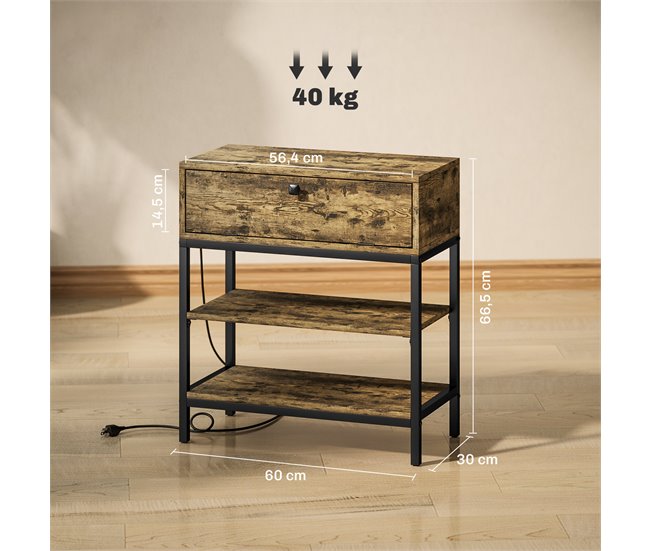 Mesa Auxiliar Melamina de Madeira e Metal HOMCOM, casa - mesas Vermelho