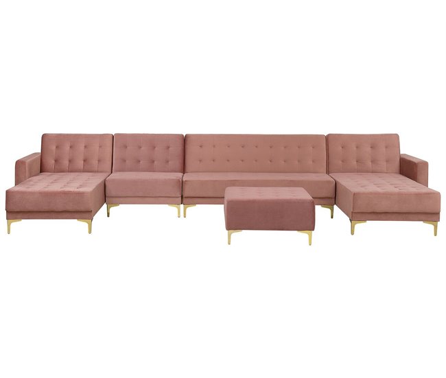 Beliani sofá modular Veludo ABERDEEN Rosa
