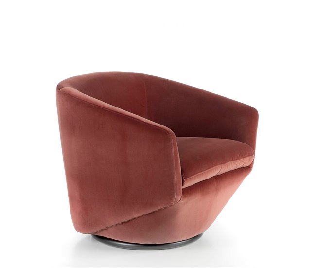 ANGEL CERDA Poltrona giratório em veludo pêssego AlumÍnio