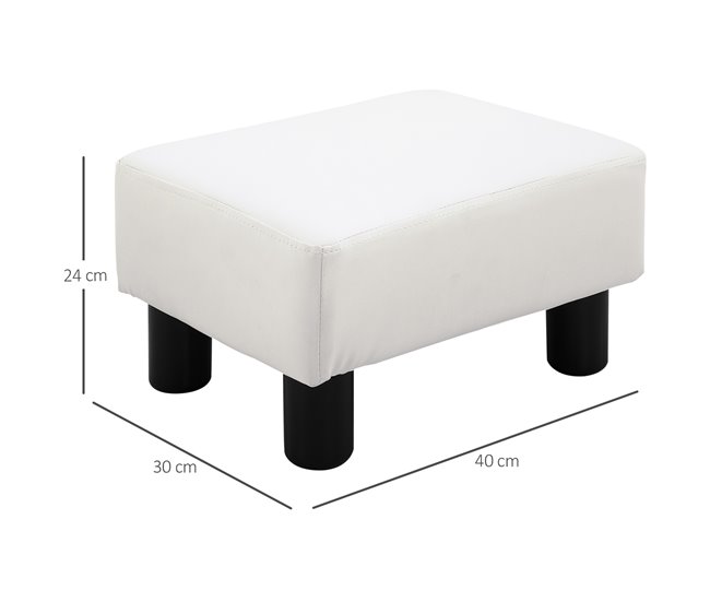 Apoio para os Pés Pele Sintética e Plástico HOMCOM, casa - quarto Branco
