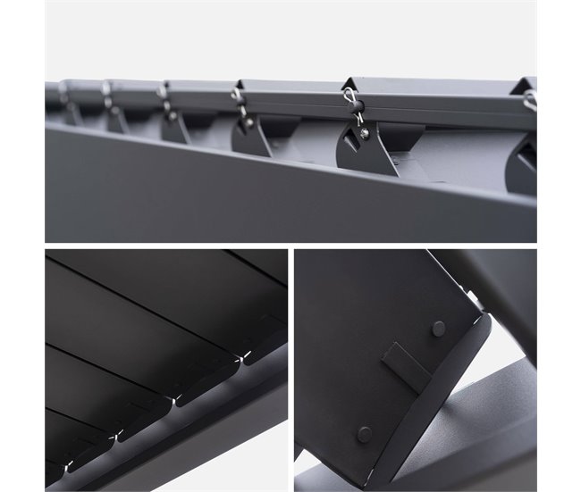 Pérgola bioclimática em alumínio, lâminas orientáveis 600x300 Cinza