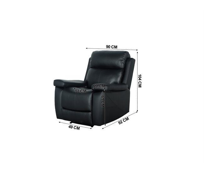 CadeirãoTHEA relax elétrico pele petro Preto