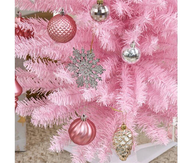 Árvore de Natal PVC, metal e plástico HOMCOM, casa - natal Rosa