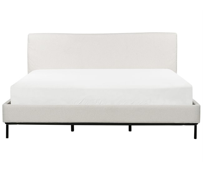 Beliani Cama com estrado Poliéster CORIO 193x219 Cinza Claro