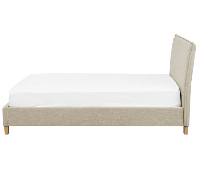 Beliani Cama com estrado Poliéster SENNEZ 195x216 Bege