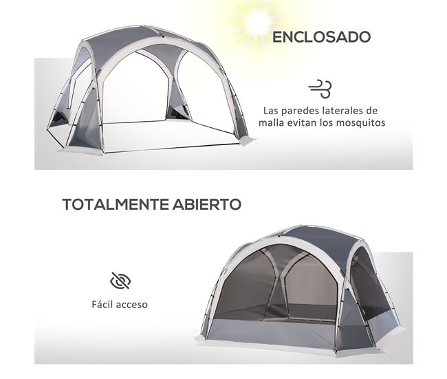 Abrigo de Campismo Tecido Oxford Outsunny Cinza