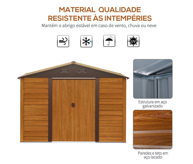 Abrigo de Exterior Aço e Polipropileno Outsunny Madeira