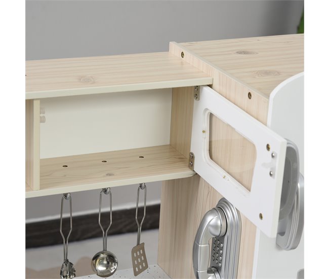 Cozinha de Madeira para Crianças Madeira de Pinho e MDF HOMCOM Branco