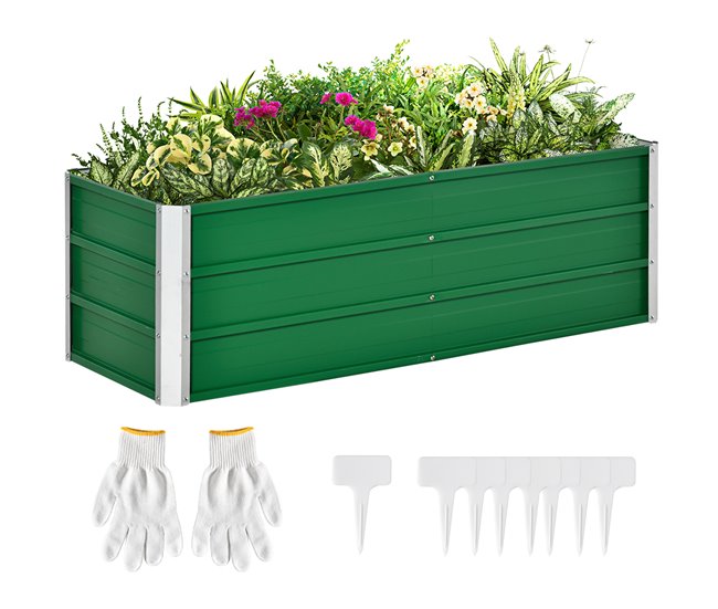 Caixa de Plantio Aço Outsunny, varanda e jardim - jardinagem Verde