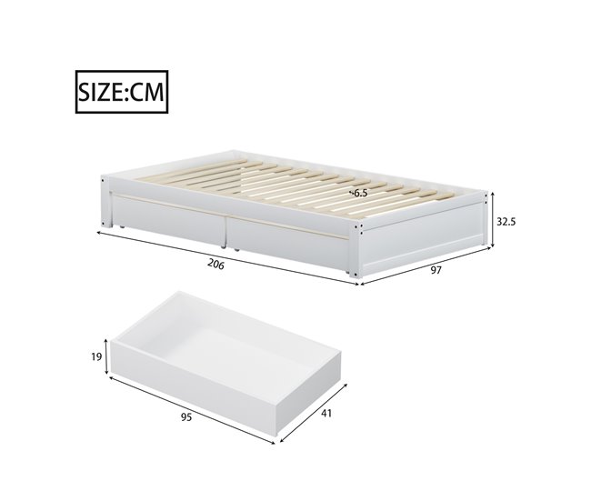 Camas individuais 97x206 Branco