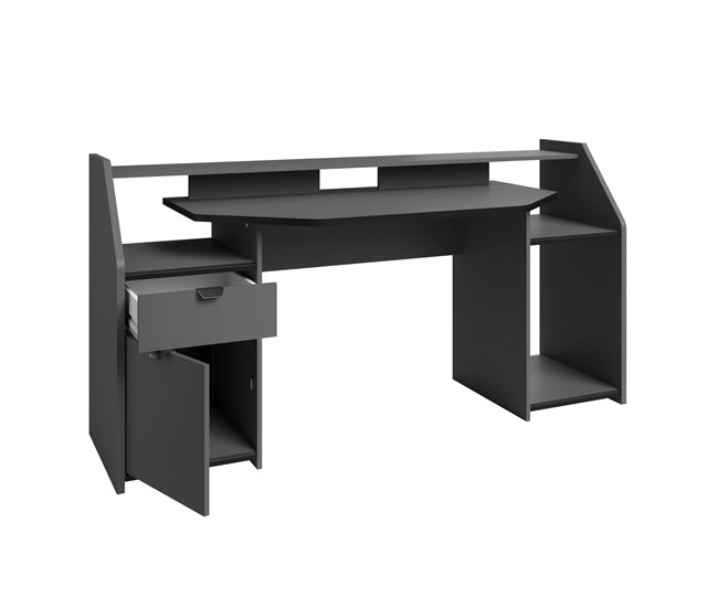 Mesa grande para jogos com gaveta e armário Cinza