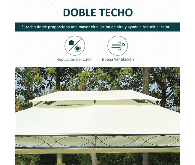 Pérgola de Jardim Aço e Poliéster Outsunny 400x300 Bege