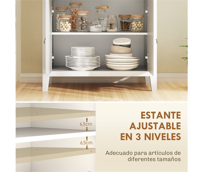 Aparador Melamina de Madeira HOMCOM Branco