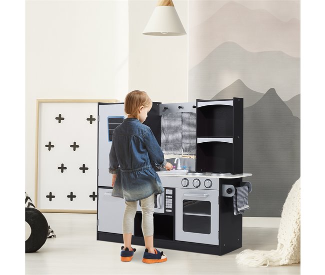 Cozinha Infantil de Madeira MDF e Madeira de Pinho HOMCOM Multicor